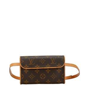 LOUIS VUITTON Authentic Brown Monogram Leather Pochette Hobo Bag